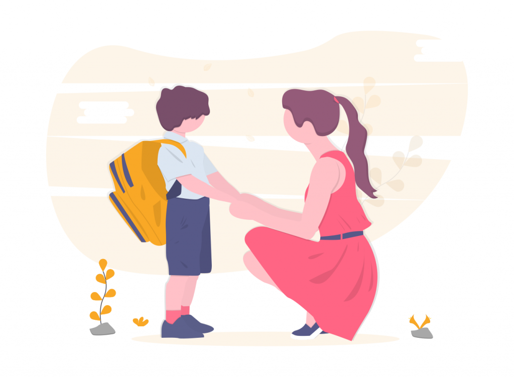 子供の手を握る母親